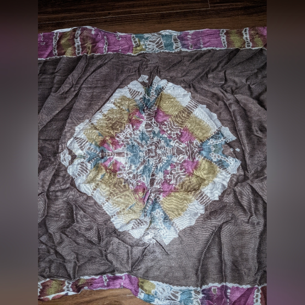 Brazen - 'Floral Tattoo' Batik Watercolor Scarf - OS